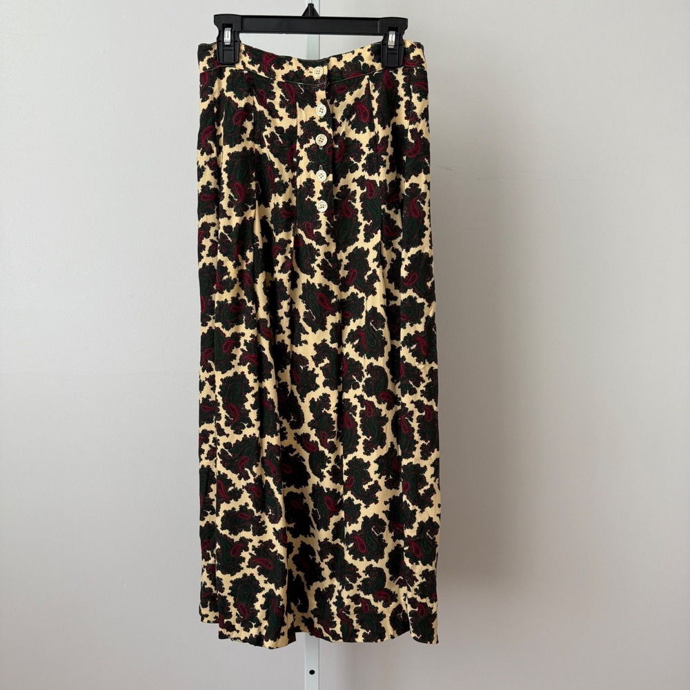 Vintage J.G. Hook Paisley Maxi Skirt Red‎ Green sz 4 Holiday Grannycore